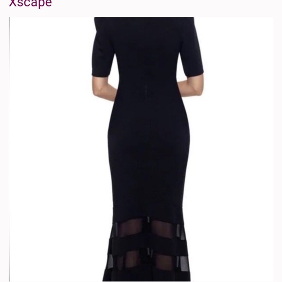 Xscape black gown with mesh bottom - Picture 7 of 7